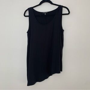 Eileen Fisher black asymmetrical hem sleeveless top